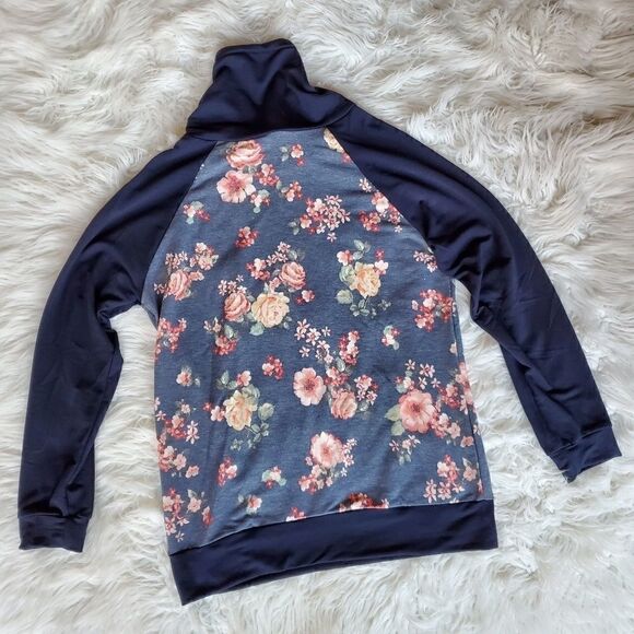 7TH RAY Floral Cowl Neck Hoodie - Picture 3 of 3